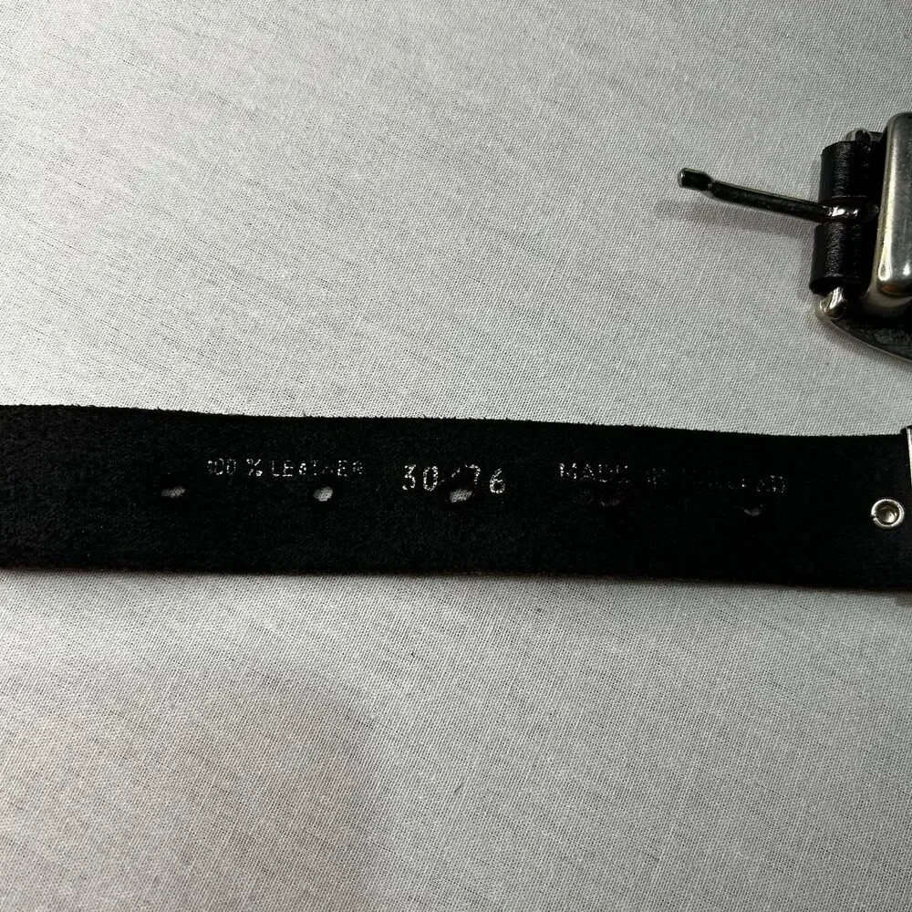 Silver Metal Wrapped Dark Brown Belt End Tip Missing 28.5-32.5 In Western Boho